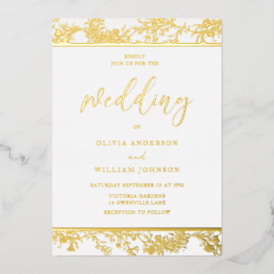 Vintage Hochzeit mit Gold Foil Folieneinladung