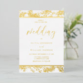 Vintage Hochzeit mit Gold Foil Folieneinladung (Stehend vorne)