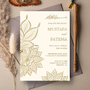 Vintage Hochzeit mit Moslem Mehndi Henna Einladung