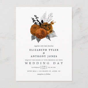Vintage Hochzeit mit schwarzen und orangen Hallowe Postkarte
