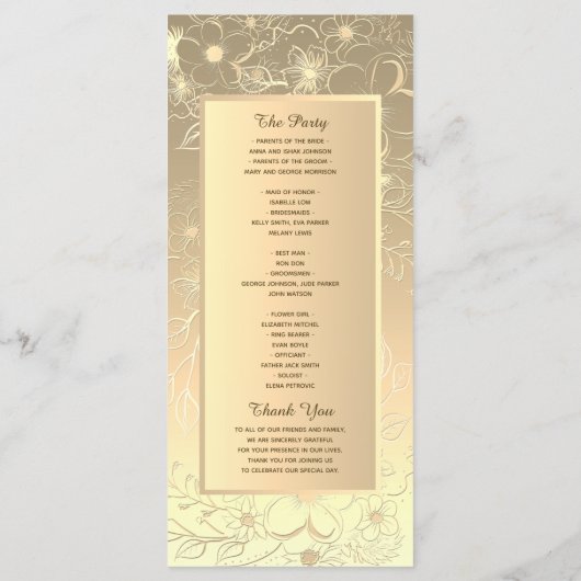 Vintage Hochzeit Programm (Rückseite)