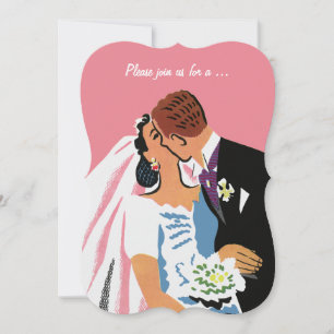 Vintage Hochzeit, Retro Braut Bräutigam Polteraben Einladung