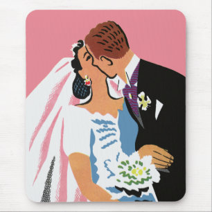 Vintage-Hochzeit, Retro-Braut und Bräutigam beim K Mousepad