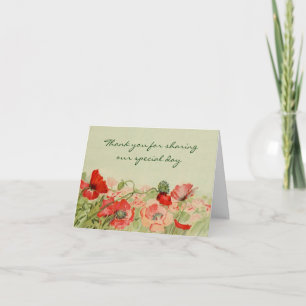Vintage-Hochzeit Roter Mohn Blumen Floral Dankesch Dankeskarte