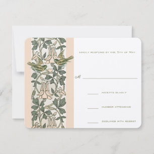 Vintage-Hochzeit RSVP mit Liebesvögeln und Geißbla Karte