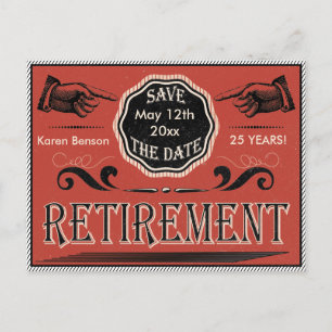 Vintage Hochzeit Ruhestand Save The Date Ankündigungspostkarte
