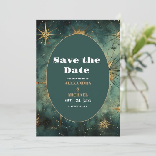 Vintage Hochzeit Save The Date (Stehend Vorderseite)