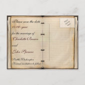 Vintage Hochzeit Save the Date Ankündigungspostkarte (Rückseite)