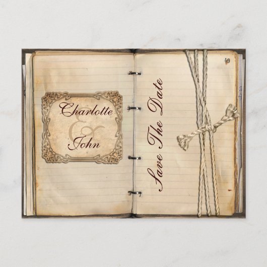 Vintage Hochzeit Save the Date Ankündigungspostkarte (Vorderseite)