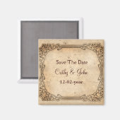 Vintage Hochzeit Speichern Sie den Datums-Magneten Magnet (Vorderseite/Rückseite)