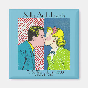Vintage-Hochzeit - Termin vormerken, Pop-Art 50er Magnet