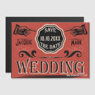 Vintage Hochzeit Terminankündigung Magneteinladung