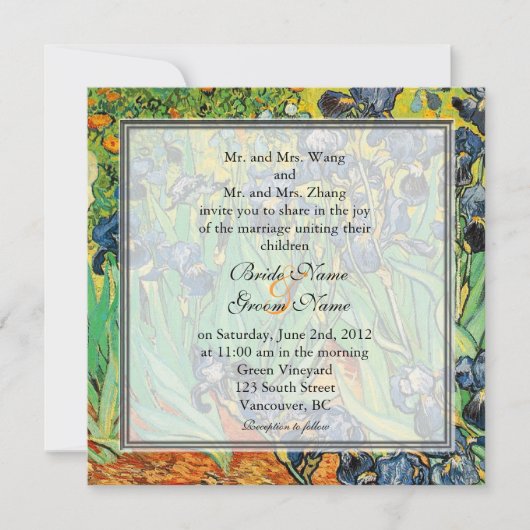 Vintage Hochzeit, Van Gogh, Ire Einladung (Vorderseite)