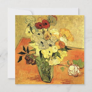 Vintage Hochzeit, Van Gogh Japanische Vase mit Ros Einladung
