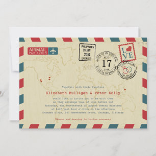 Vintage Hochzeit von Airmail World Einladung