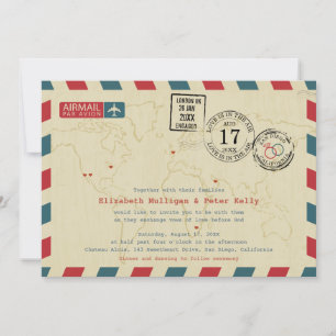 Vintage Hochzeit von Airmail World Einladung
