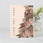 Vintage Hochzeit von Boho Pampas Save The Date (Stehend Vorderseite)