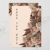 Vintage Hochzeit von Boho Pampas Save The Date (Vorne/Hinten)