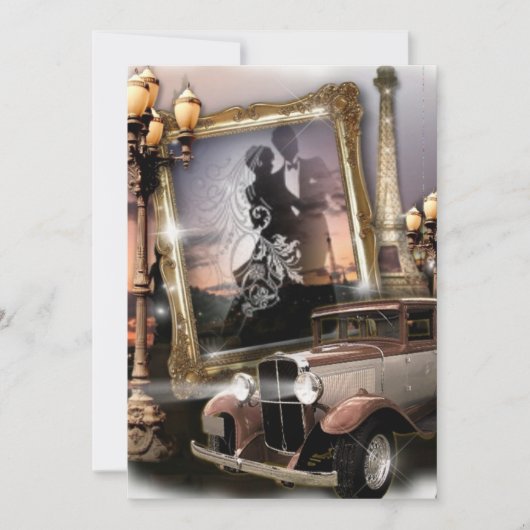 Vintage Hochzeit von Damaskandlaufstagen Einladung (Vorderseite)