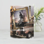 Vintage Hochzeit von Damaskandlaufstagen Einladung (Stehend Vorderseite)