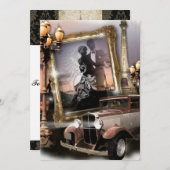 Vintage Hochzeit von Damaskandlaufstagen Einladung (Vorne/Hinten)