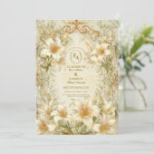 Vintage Hochzeit von Elfenbein Einladung (Stehend Vorderseite)