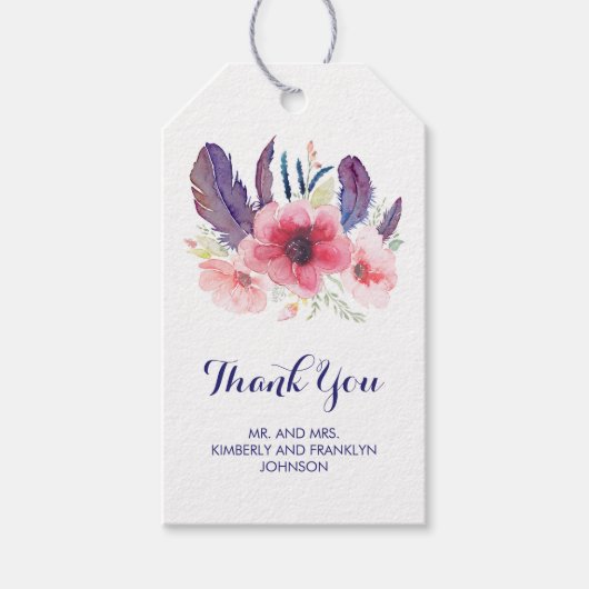 Vintage Hochzeit von Floral Boho Geschenkanhänger (Vorderseite)