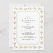 Vintage Hochzeit von Gelbflora Einladung (Vorderseite)