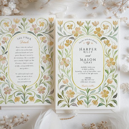 Vintage Hochzeit von Gelbflora Einladung