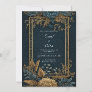Vintage Hochzeit von Goldflora Einladung