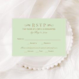 Vintage Hochzeit von Green und Antique Gold Geblüh RSVP Karte