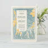 Vintage Hochzeit von Iris und Seenlandschaft Einladung (Stehend Vorderseite)