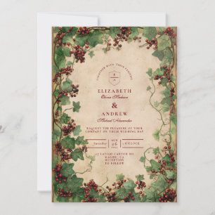 Vintage Hochzeit von Ivy und Berries Einladung