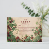 Vintage Hochzeit von Ivy und Berries RSVP Karte (Stehend Vorderseite)