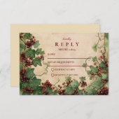 Vintage Hochzeit von Ivy und Berries RSVP Karte (Vorne/Hinten)
