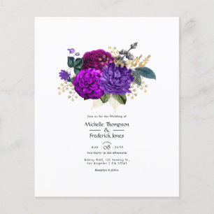Vintage Hochzeit von Royal Lila und Gold Floral Flyer