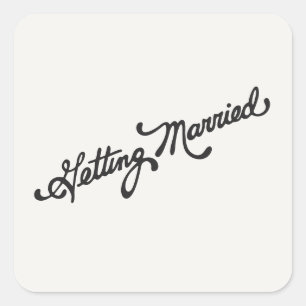 Vintage Hochzeit von Schriftart Quadratischer Aufkleber