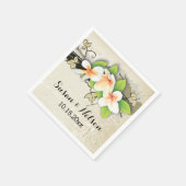 Vintage Hochzeit zwischen Plumeria/frangipani und  Serviette (Ecke)