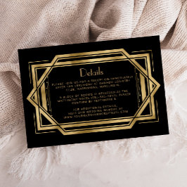 Vintage Hochzeitdetails für Deko Black Gold aus de Begleitkarte