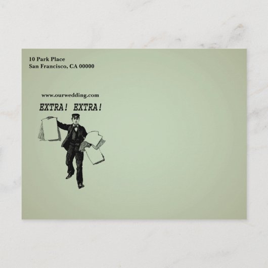 Vintage Hochzeiten speichern das Datum Ankündigungspostkarte (Rückseite)