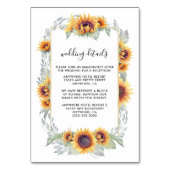 Vintage Hochzeitkarten für Sonnenblumen Tischnummer (Vorderseite)