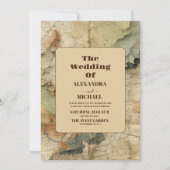 Vintage Hochzeitreise mit Wasserfarbe Einladung (Vorderseite)