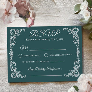 Vintage-Hochzeits-Antwortkarte mit floralem Monogr RSVP Karte