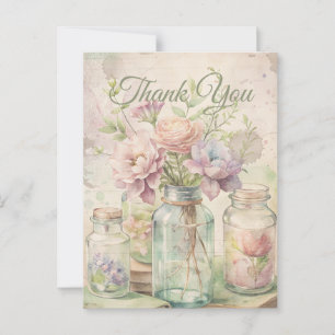 Vintage-Hochzeits-Danksagungskarte mit Blumenmuste Postkarte