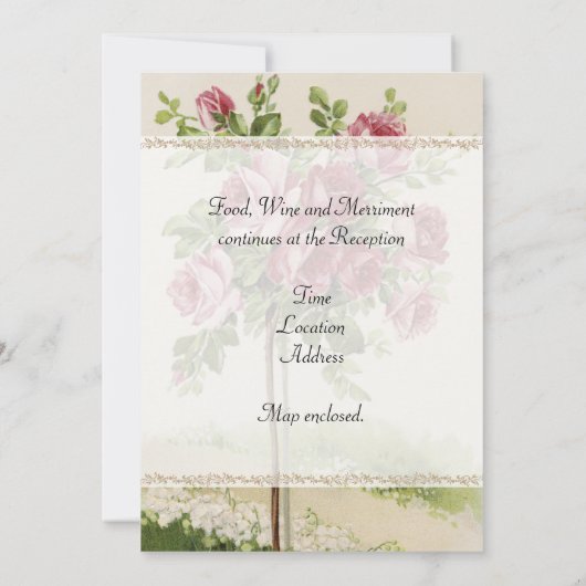 Vintage Hochzeits-Einladung Einladung (Rückseite)