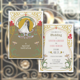 Vintage-Hochzeits-Einladung im Jugendstil Einladung