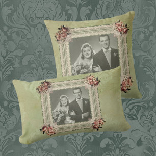 Vintage-Hochzeits-Erinnerung Rosen Spitze  Lendenkissen