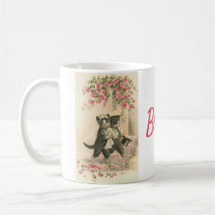 Vintage Hochzeits-Katzen - Braut, Kaffeetasse