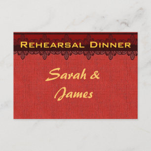 Vintage Hochzeits-Probe des roten Damastbrokats Einladung