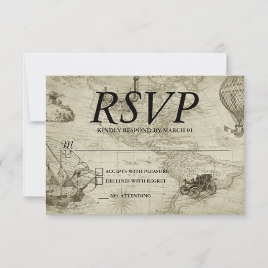 Vintage-Hochzeits-RSVP-Antwort-Antwort Modern RSVP Karte (Vorderseite)